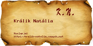 Králik Natália névjegykártya